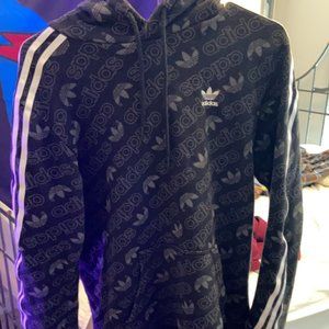 Adidas 3 Striped Sleeve Hoodie Black